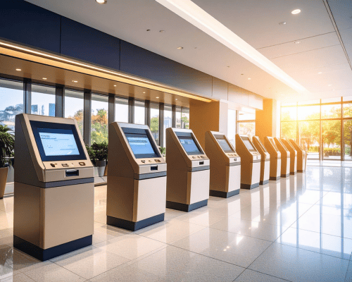 Agence bancaire automatisée avec des machines en libre-service