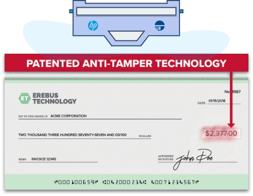 Chèque MICR imprimé avec MICR Toner Secure