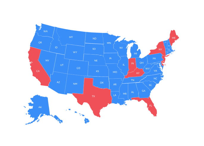 Carte Securerx : Texas en rouge