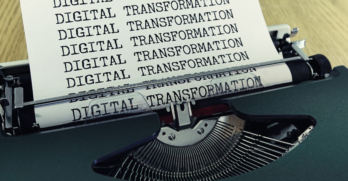 A typewriter writing Digital Transformation 